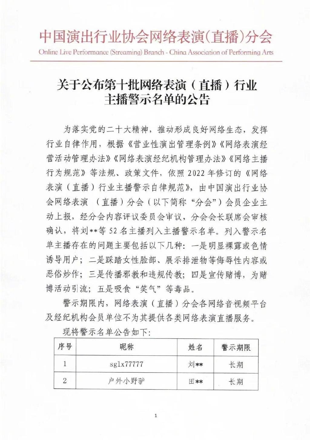 IM电竞 电子竞技平台【8点见】中国演出行业协会：52名主播被列入主播警示名单(图3)